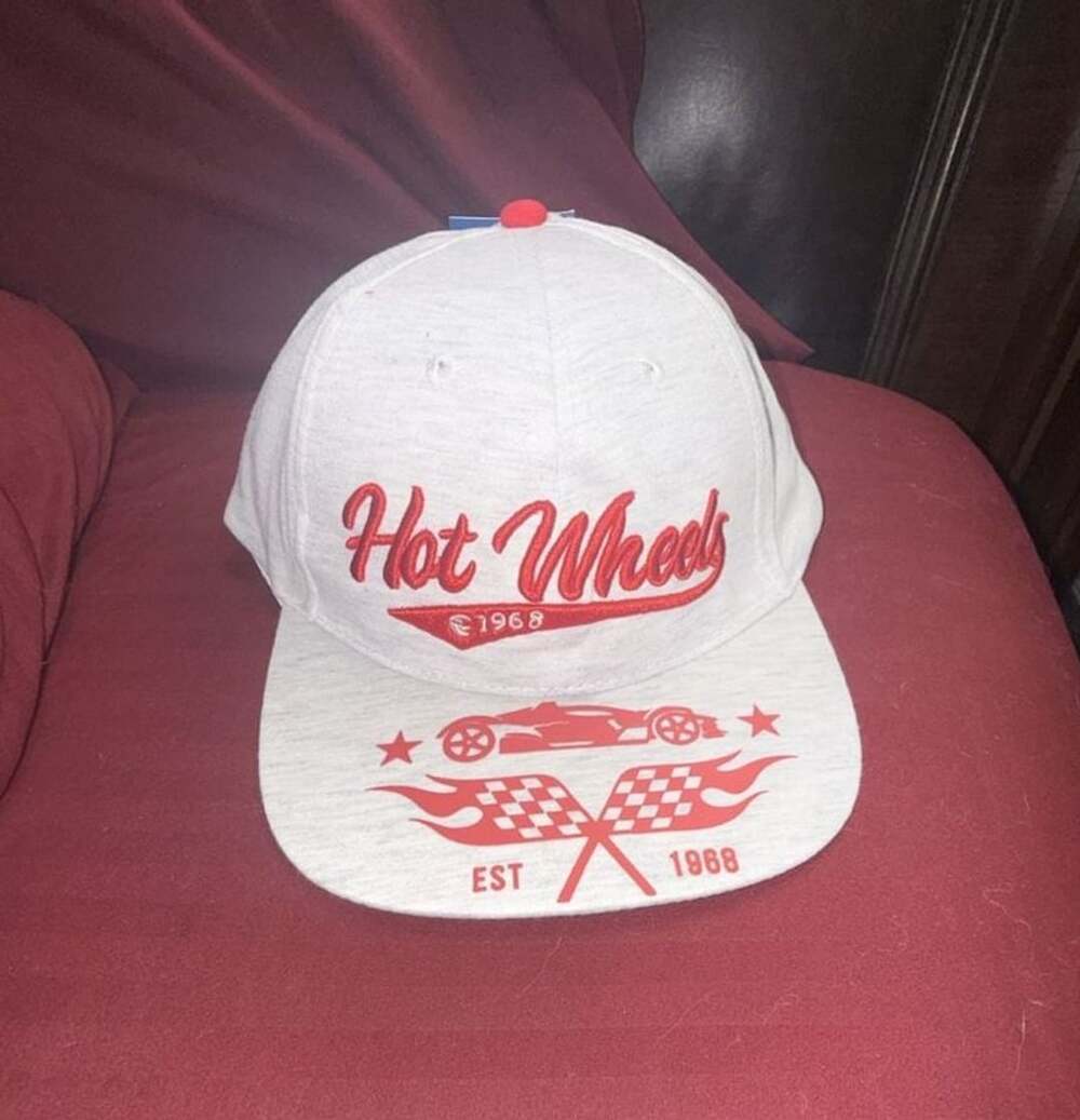 Hot Wheels Kids Hat OSFM Grey Snapback Racing Cap